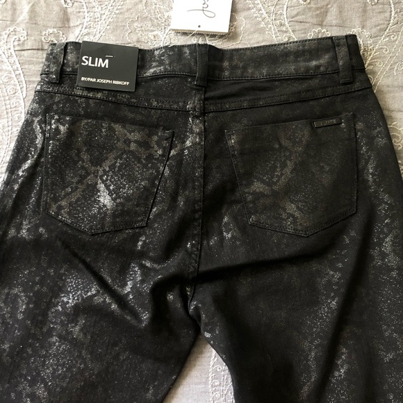 Joseph Ribkoff Black Sparkly Metallic Coated Jeans
